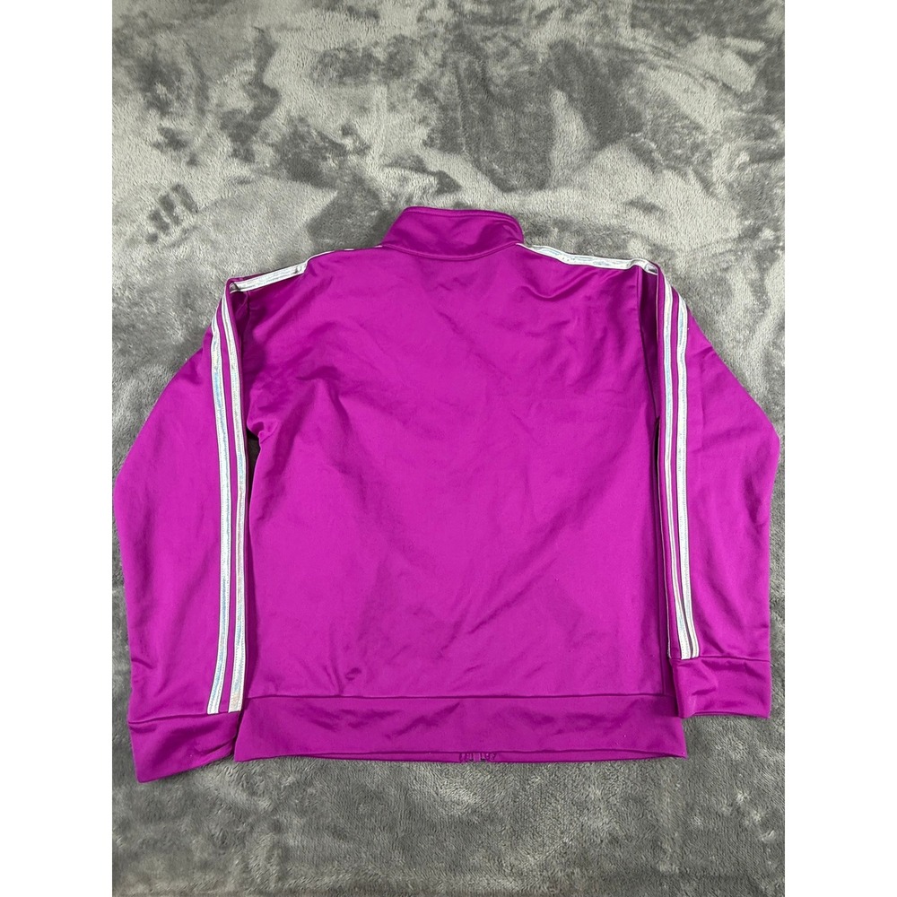 Adidas Kids Track Jacket Purple Full Zip 3 Stripe Activewear Size 14 - Picture 4 of 8